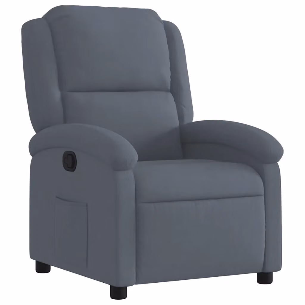 vidaXL Poltrona reclinabile in velluto grigio con struttura in legno e metallo – 2