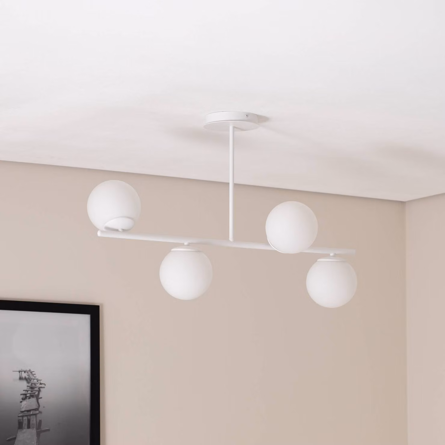 Plafoniera soffitto Kabo EMIBIG LIGHTING, dimmerabile, Bianco / Opale, Soggiorno / Sala da pranzo, Vetro, Moderno, Plafoniera