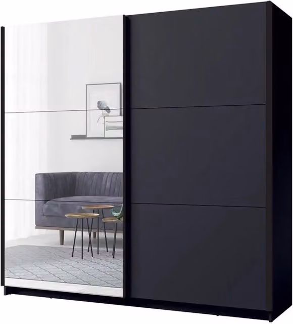 Armadio collezione 200 cm 2 porte scorrevoli con specchio - grigio grafite - Collezione ARSALA