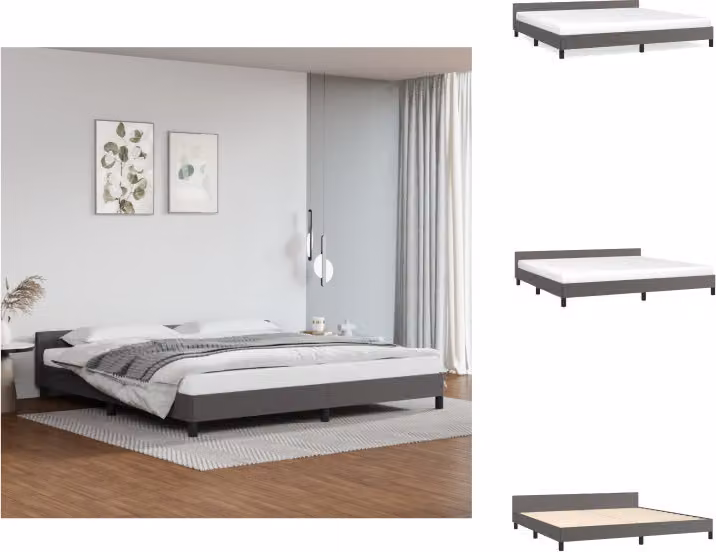 vidaXL Struttura letto con testiera grigia 200x200 cm in Pelle finta - Letti e strutture letto