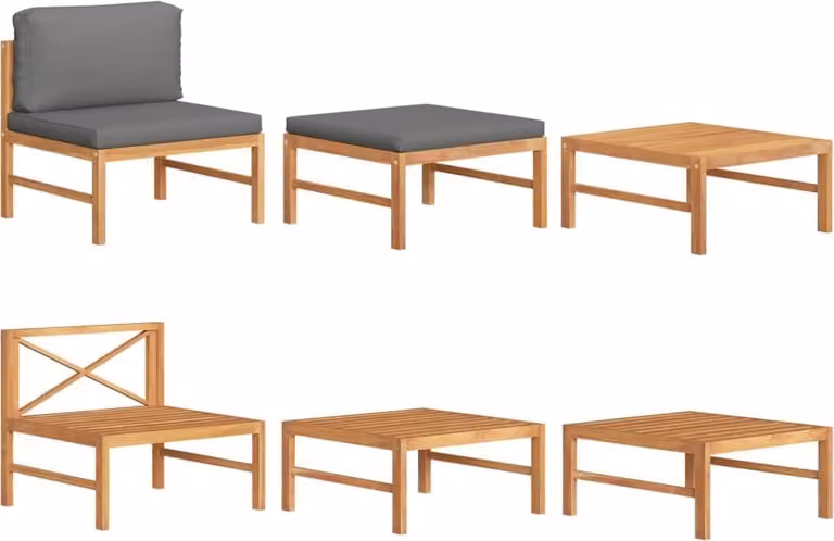 Maison Exclusive - Set da giardino a 3 pezzi con cuscini grigio scuro e legno di teak