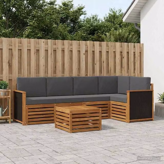 Set di divani da esterno 6 pz Naturale e Antracite 3384373