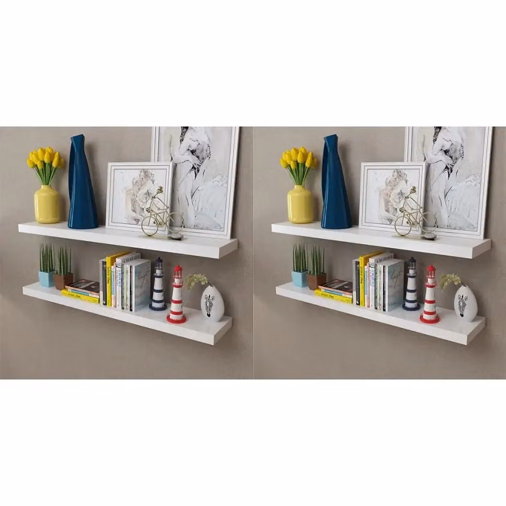 Set di 4 mensole a parete DESIGN IN in MDF bianche con finitura opaca, larghezza 100 cm – 2