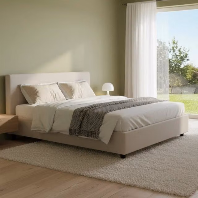 Letto Matrimoniale Annibale, Letto Matrimoniale Sfoderabile Made in Italy, Beige