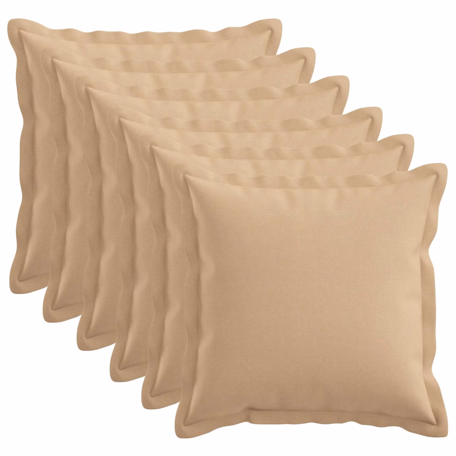 Set di 6 cuscini vidaXL HOUTEN beige in lino con fodera lavabile e rimovibile L/P/H: 35 x 35 x 35 cm