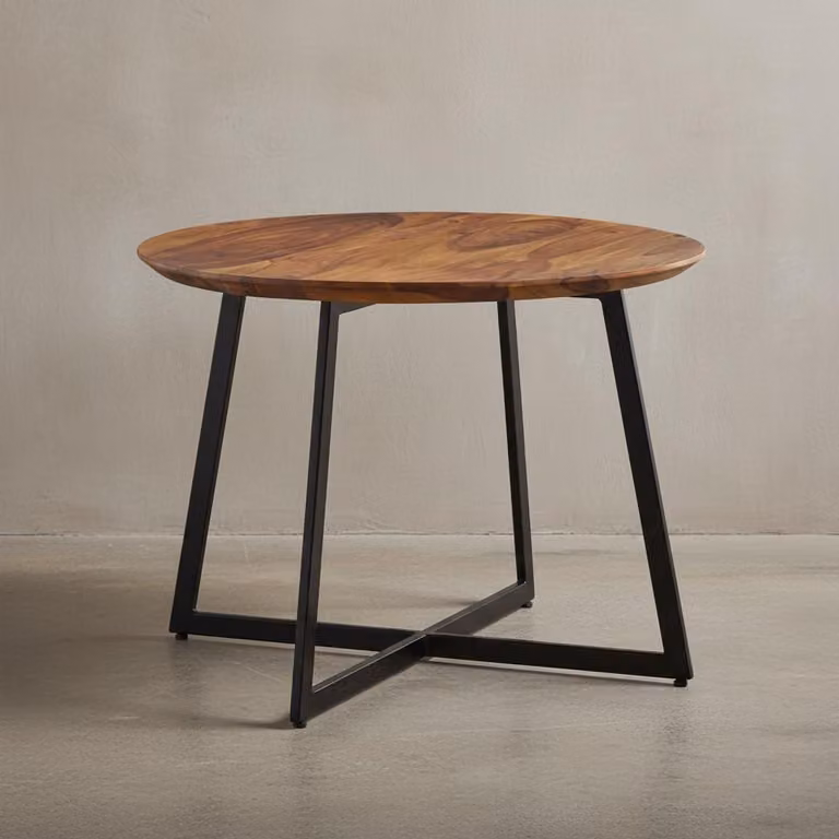 Tavolino da salotto 60x60x45 cm in legno massello di sheesham / metallo Tavolino rotondo, tavolino da salotto di design Tavolino da caffè massiccio, tavolino piccolo Tavolino da salotto moderno