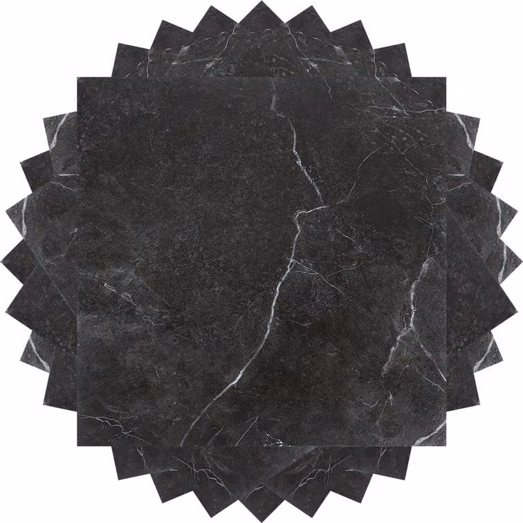 Pavimento vinilico Jopassy, pavimento in PVC, piastrelle autoadesive, effetto marmo, nero, circa 1m²/11 piastrelle