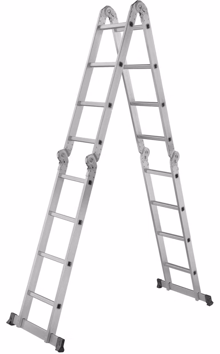 GEKO | Scala multifunzionale a gradini, 4,7 m, piattaforme, scala multifunzionale in alluminio fino a 150 kg, scala articolata, scala pieghevole, scala a pioli, scala in alluminio