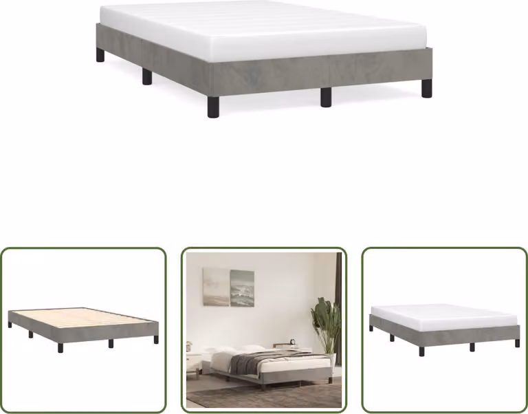 The Living Store Struttura letto in velluto grigio chiaro 120x190 cm