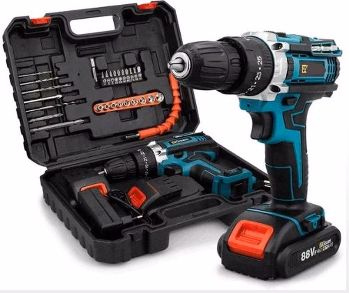 Avvitatore a percussione - Trapano - Macchina avvitatrice - Trapano elettrico - Con custodia - 2 batterie - 28 Nm