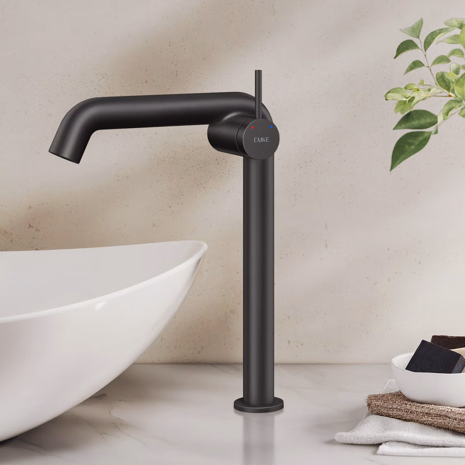 EMKE Miscelatore monocomando per lavabo Rubinetto per bagno Miscelatore per lavabo Design svizzero G3 8 risparmio d'acqua resistente alla corrosione Caldo freddo ottone senza piombo