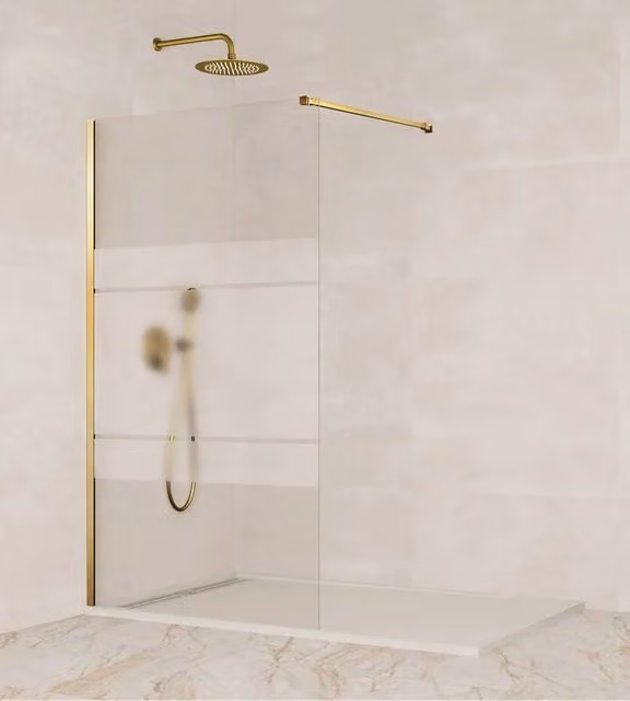 Parete doccia fissa Screen 8 mm 100 cm (96,5-98,0 cm) oro, vetro satinato Frost
