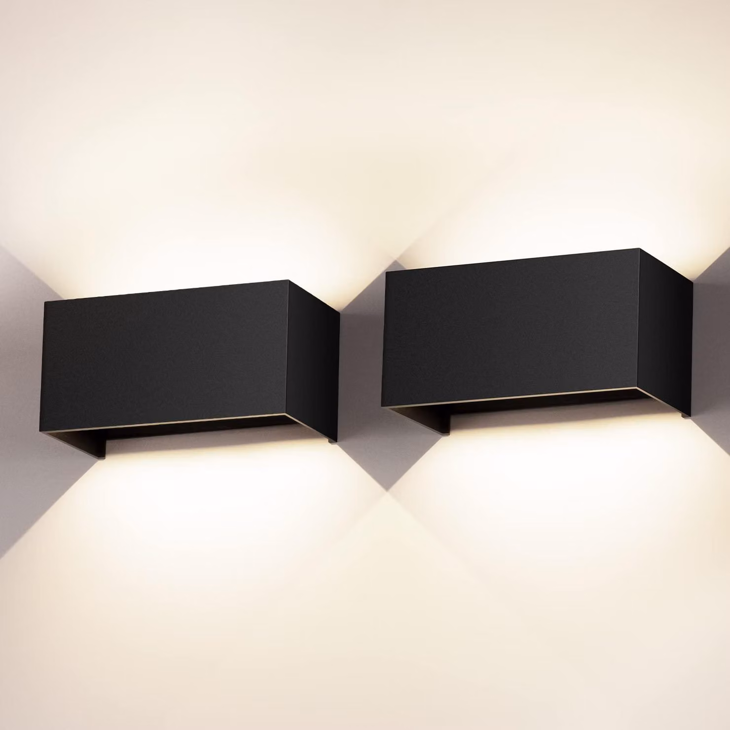 Set di 2 applique LED da 24W, 4000K, colore nero, grado di protezione IP65