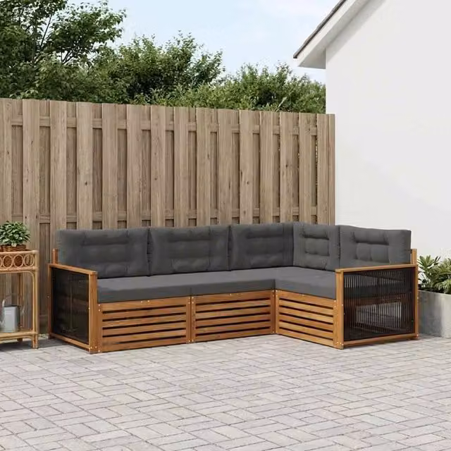 Set di divani da esterno 4 pz Naturale e Antracite 3383295
