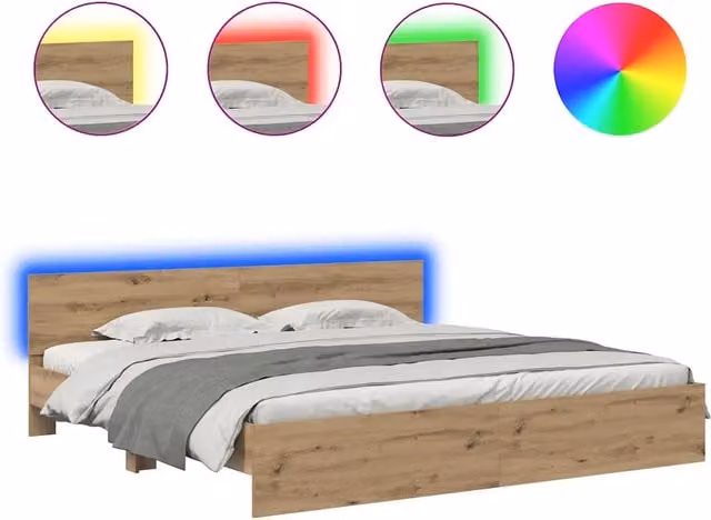 Letto matrimoniale | Letto per adulti | Struttura del letto Rovere artigianale 200 x 200 cm