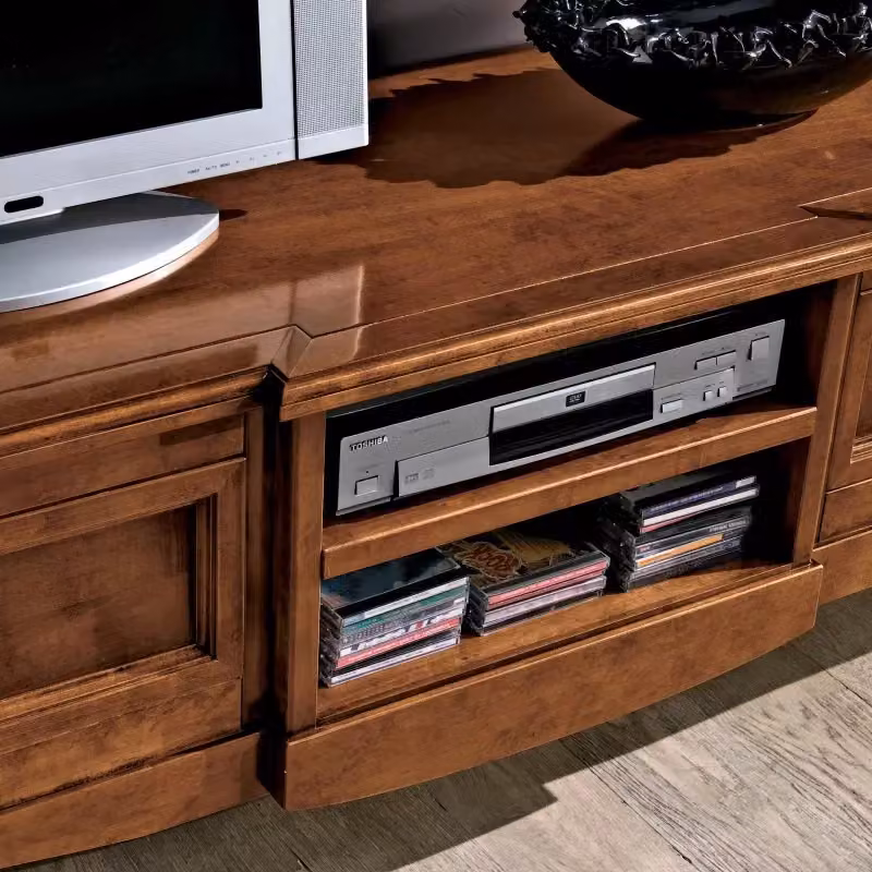 Porta TV classico con 2 cassetti e intarsio in legno marrone Mobili 2G L/P/H: 200 x 55 x 52 cm – 3