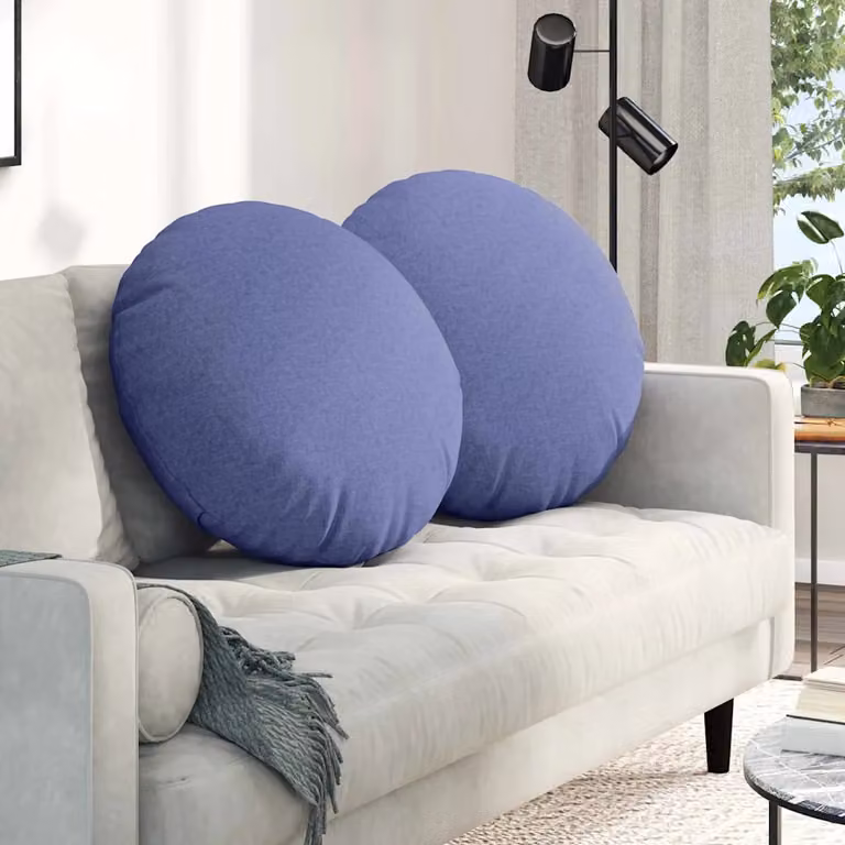 Set di 2 cuscini per seduta rotondi vidaXL in tessuto blu jeans, Ø60 x 21 cm