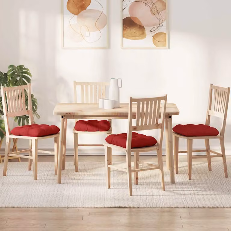 Set di 4 cuscini per seduta vidaXL in tessuto rosso, lavabili e traspiranti, L 40 x P 40 x H 12 cm