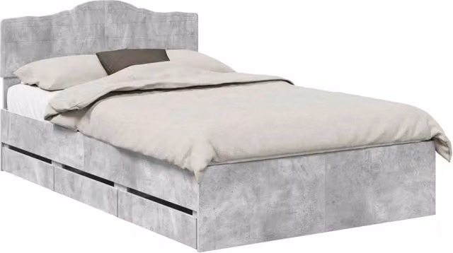 Letto matrimoniale | Letto per adulti | Struttura del letto con cassetto Grigio cemento 135 x 190 cm