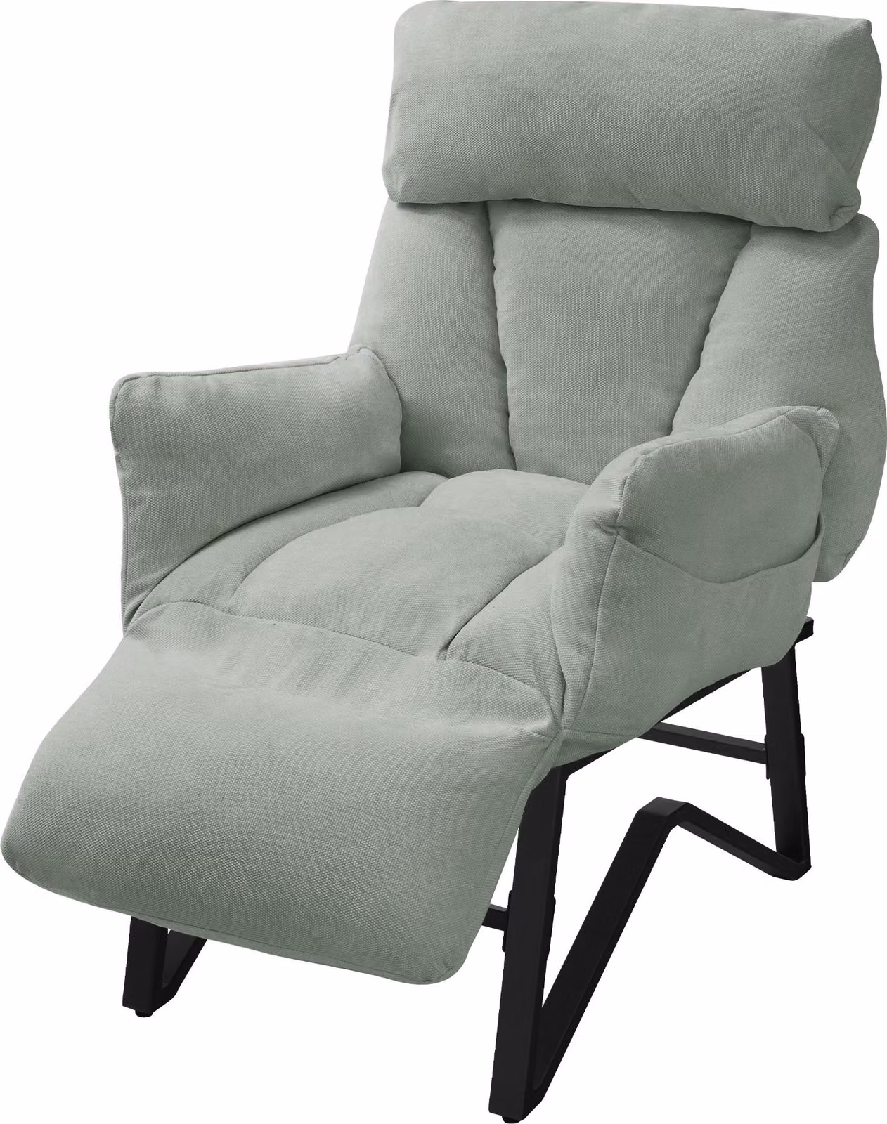 Poltrona reclinabile ML-Design, poltrona relax per il soggiorno, poltrona TV con schienale e braccioli regolabili e poggiapiedi, poltrona da lettura, colore grigio-verde