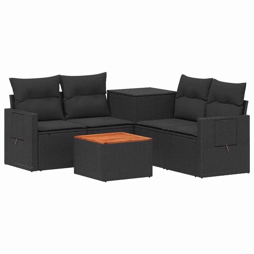 Set di divani da giardino vidaXL in polyrattan e acciaio nero con cuscini inclusi – 2