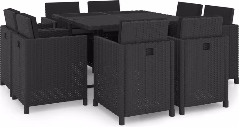 Maison Exclusive - Set da pranzo da giardino da 9 pezzi con cuscini in rattan sintetico nero