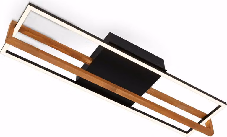 Lampada da soffitto a LED, nera, con legno, LED/22W