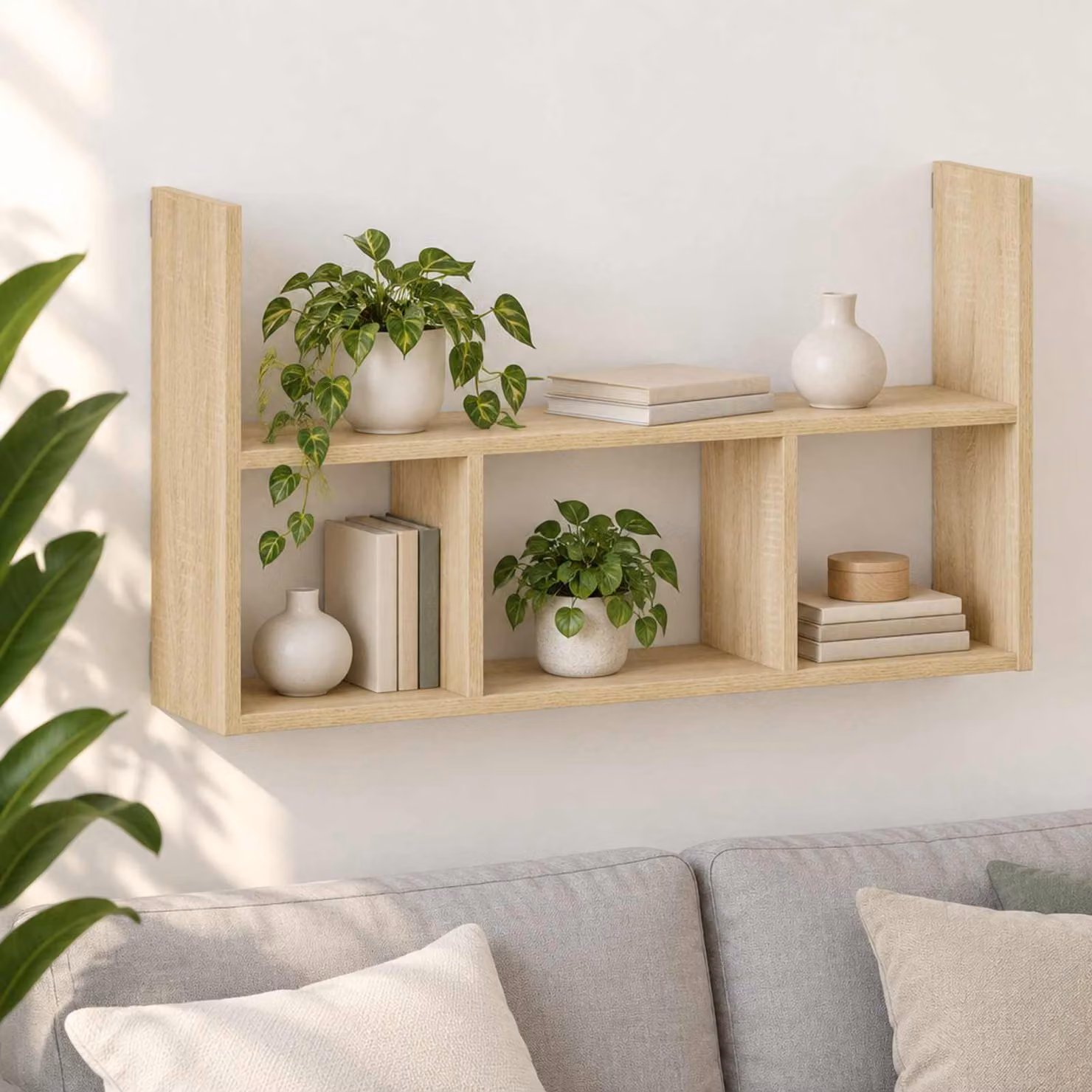 Scaffale da parete moderno vidaXL in Rovere Sonoma, colore marrone, L: 78,5 cm, P: 17 cm, H: 45 cm