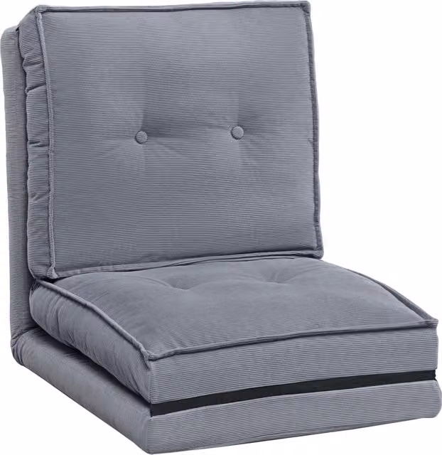 Poltrona da terra pieghevole in velluto a coste, materasso regolabile a 5 posizioni per casa, grigio, 59 x 230 x 15 cm