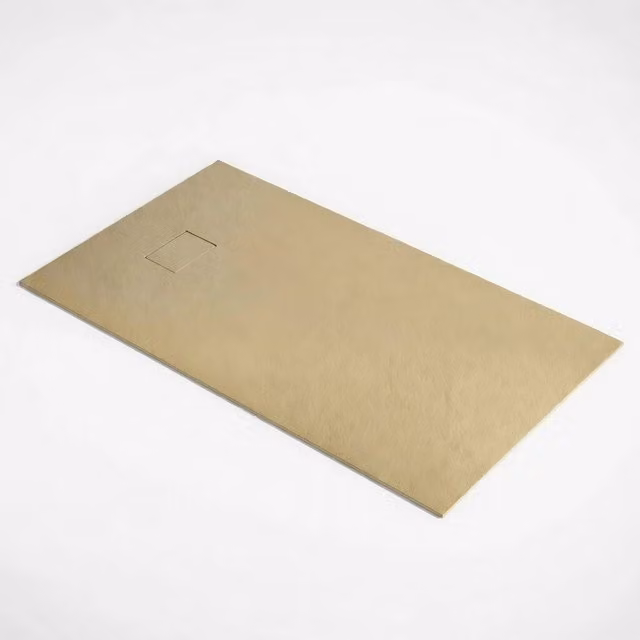 Piatto doccia rettangolare in resina mineral cast Taco effetto pietra colore beige L: 140 cm, P: 90 cm