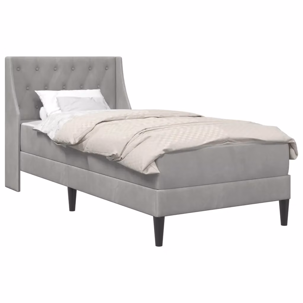 Struttura letto con materasso ibrido vidaXL in velluto grigio, L/P/H: 90 x 190 cm – 2