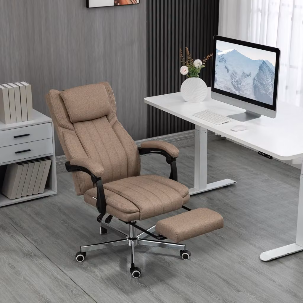 Sedia Operativa da Ufficio Massaggiante Giordanoshop con Poggiapiedi e Telecomando, Marrone, L: 65 cm, P: 61 cm, H: 105-113 cm – 2