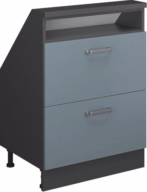 Mobile sottotetto Vicco Rion Grigio-blu/Antracite con cassetti e ripiani aperti L/P/H: 60 x 46 x 83,8 cm – 1