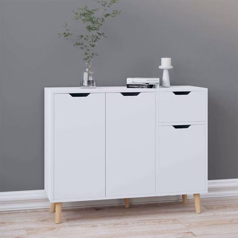 Credenza moderna vidaXL bianca in legno MDF per soggiorno L: 90 cm, P: 30 cm, H: 72 cm