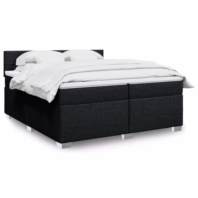 vidaXL Giroletto a Molle con Materasso Ibrido in Tessuto Nero 200x200 cm