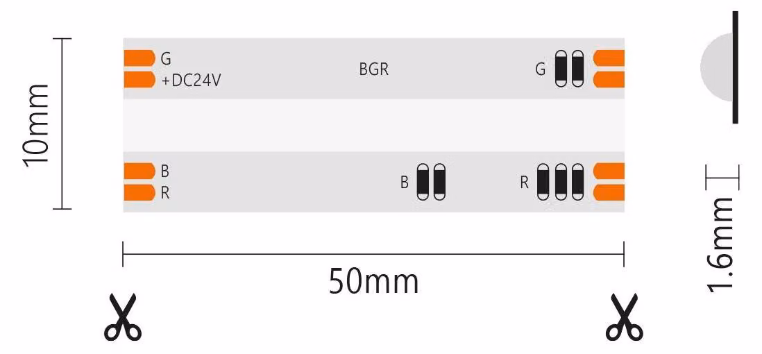 Alcapower Striscia LED COB 5 metri RGB 24V 15W/m IP65 840 LED/m Alta Efficienza Luminosa per Illuminazione Decorativa Professionale Interni Esterni