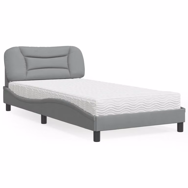 Letto con Materasso Hvar vidaXL Grigio Chiaro in Tessuto 100x200 cm