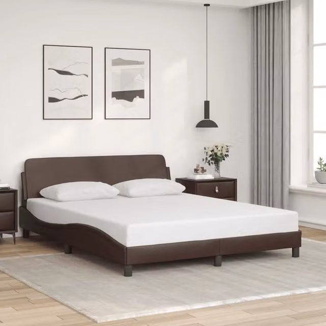 Letto con giroletto Dover vidaXL in similpelle marrone L/P/H: 218 x 160 x 65 cm