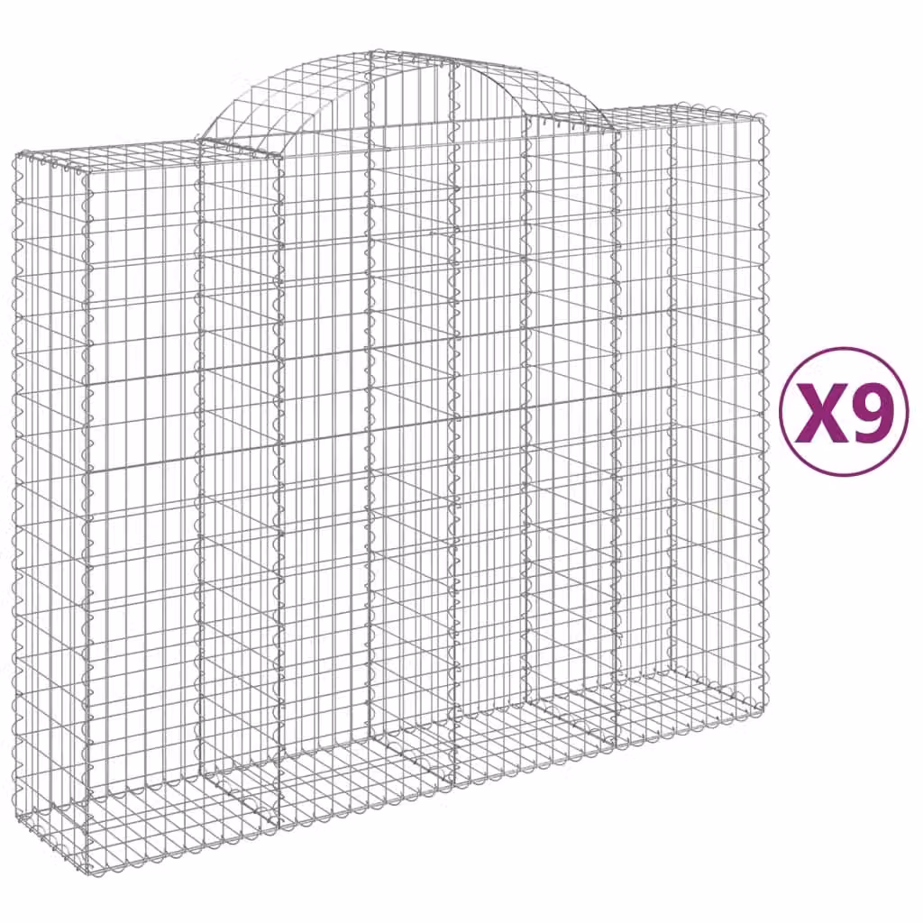 Cesti Gabbioni ad Arco 9 pz 200x50x160/180 cm Ferro Zincato