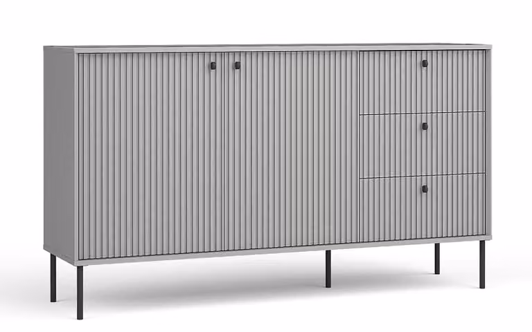 AX LIVING Cassettiera moderna Irelis 156 cm Grigio Maniglie nere