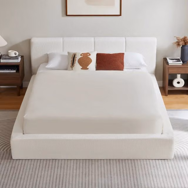 Letto con testiera imbottita ¨C Minimal ¨C 160x200 cm, struttura in acciaio, senza materasso