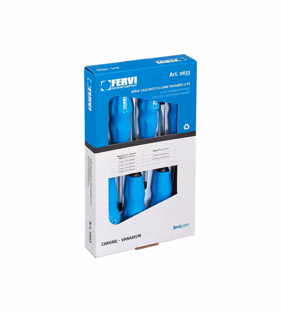 Fervi Giraviti a Lame Passanti Set 6 pz Cr-V Cromato - 3TG e 3PH