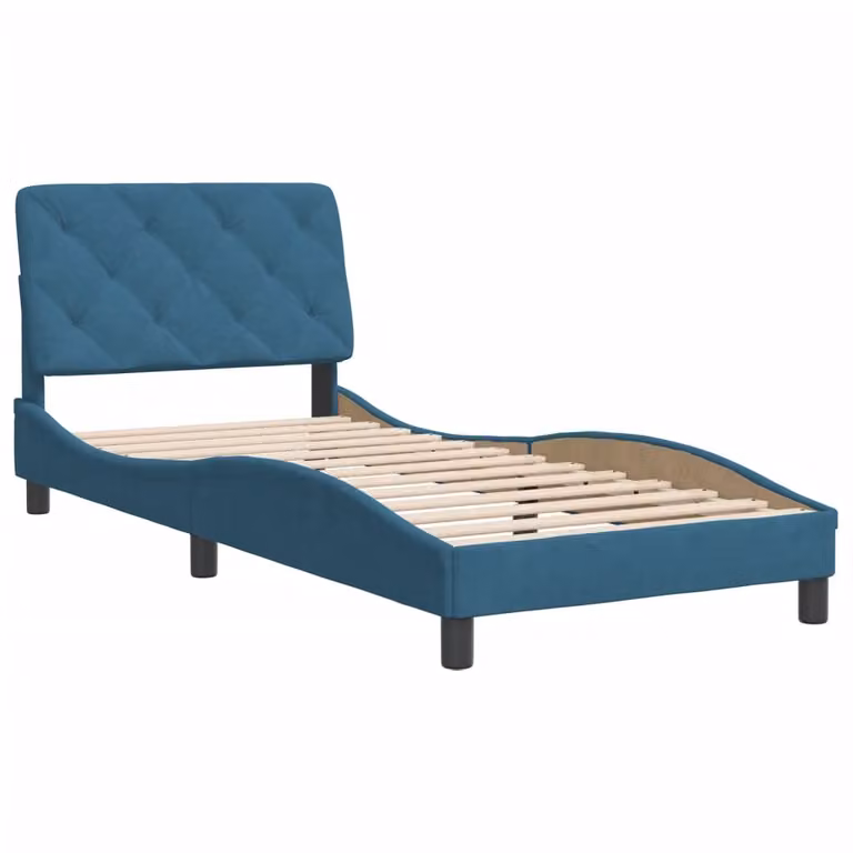 Giroletto senza Materasso Blu 90x190 cm in Velluto