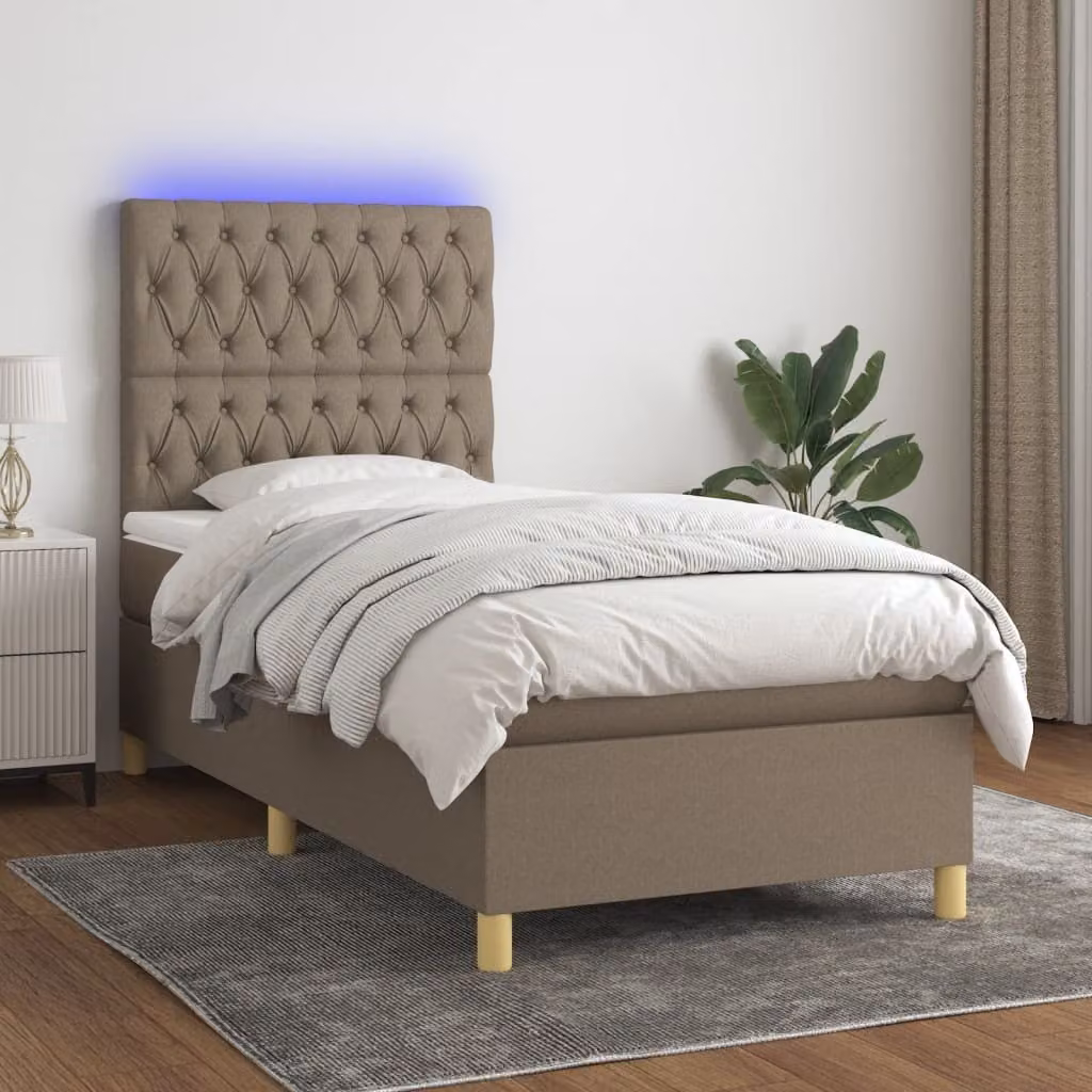 Maison Exclusive - Letto a Molle con Materasso e LED Tortora 90x190 cm in Tessuto