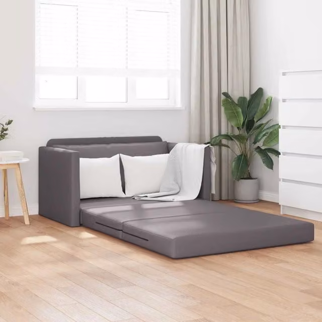 Divano letto moderno vidaXL in pelle artificiale grigio L: 124 cm, P: 71 cm, H: 78 cm