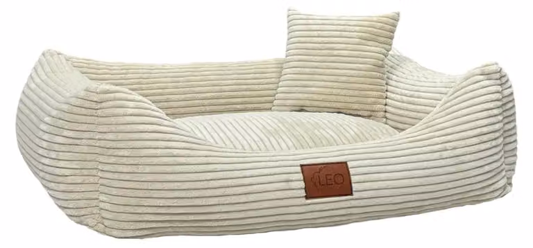 Cuccia per cani in velluto a coste, con coperta lavabile - Beige, taglia M, 80x60 cm