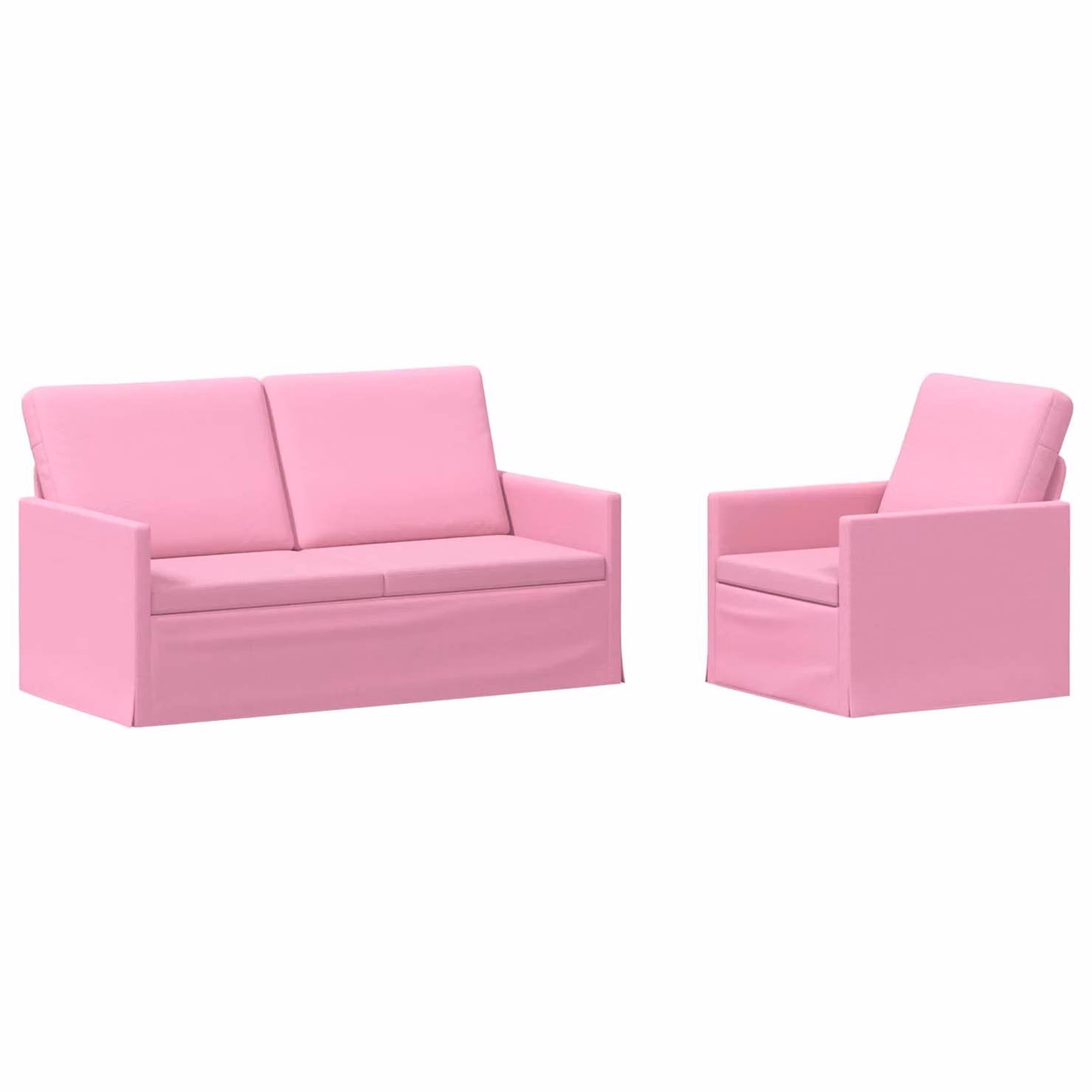 Set di 2 divani moderni vidaXL in tessuto rosa con struttura in metallo