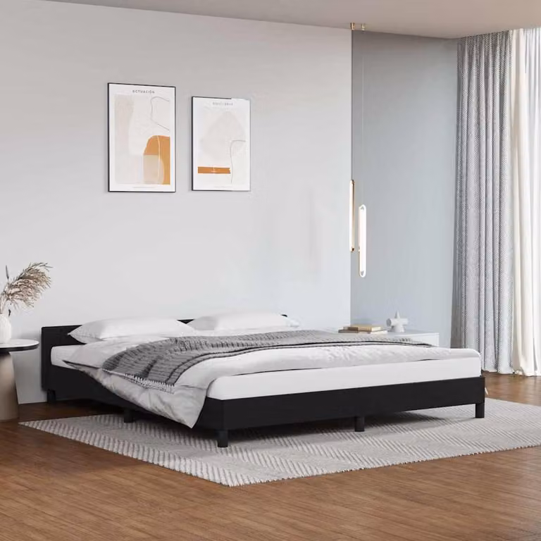 vidaXL Giroletto imbottito con testiera in ecopelle e tessuto Nero L/P/H: 180 x 200 x 186 cm