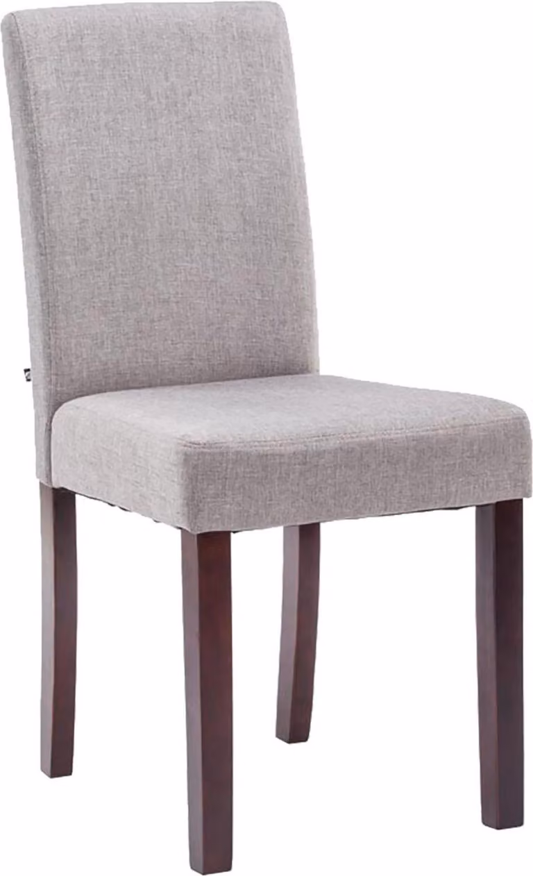 Sedia da pranzo - Sala da pranzo - Confortevole rivestimento in tessuto, design moderno | Colore: Grigio chiaro, Colore della struttura: Cappuccino