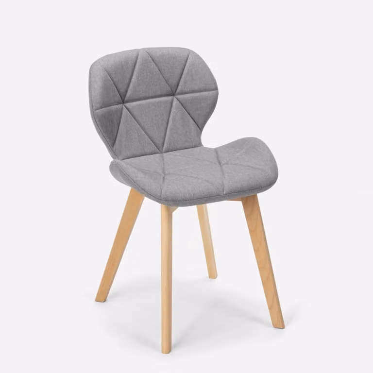 Sedia Nordic Design Gambe in legno Tessuto Cucina Bar Ristorante Balena - Grigio